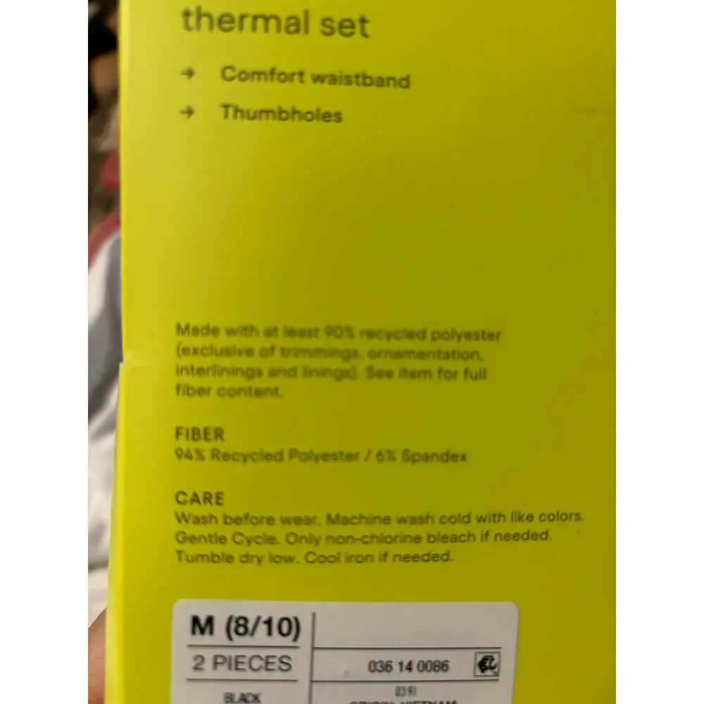All In Motion M 8/10 black thermal long underwear base layer set nwt perfect